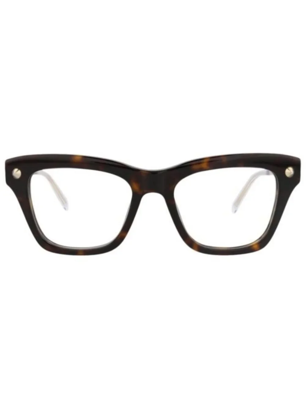 New Alexander McQueen Womens Square/Rectangle Havana Gold Transparent Fashion De